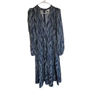 Chelsea 28 Pleated Puff Sleave Midi Dress Medium